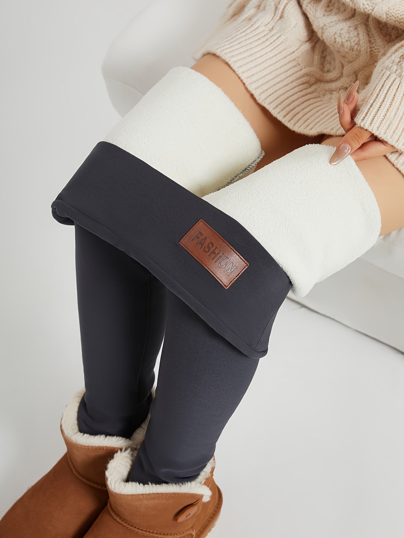 Women's Plush-Lined High Waist Winter Leggings - MISCOZY