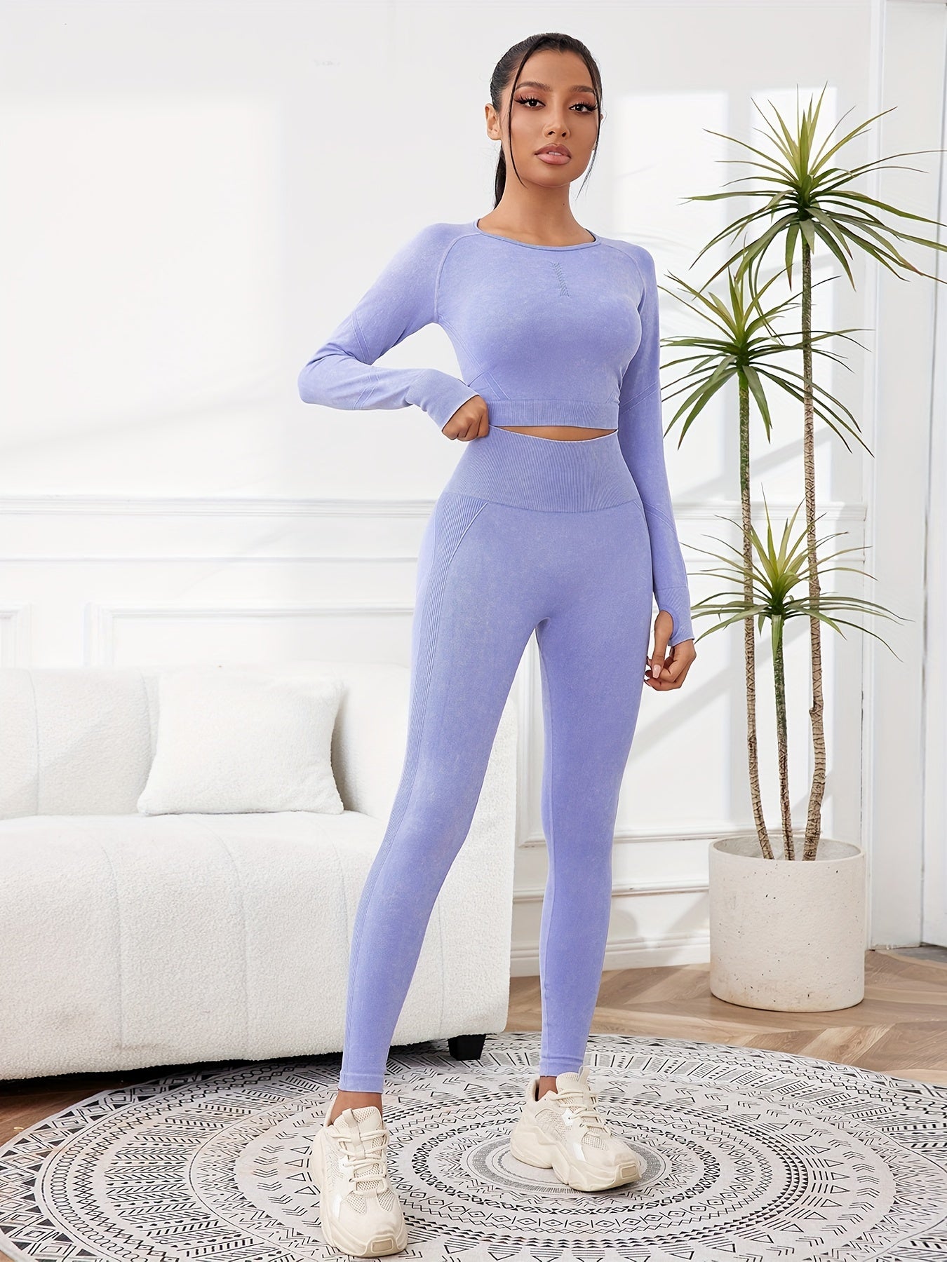 Miscozy's 2-Piece High-Waisted Leggings & Cropped Top Set