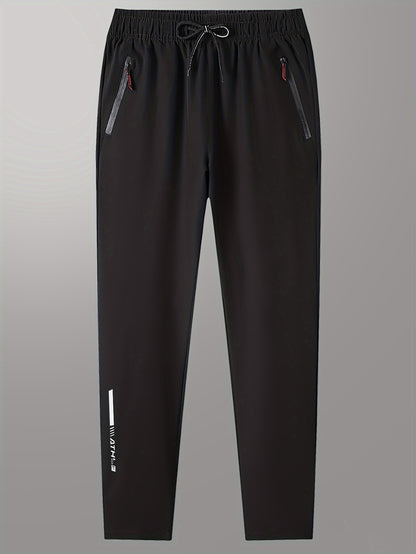 Men's Solid Track Pants With Zipper Pockets - MISCOZY