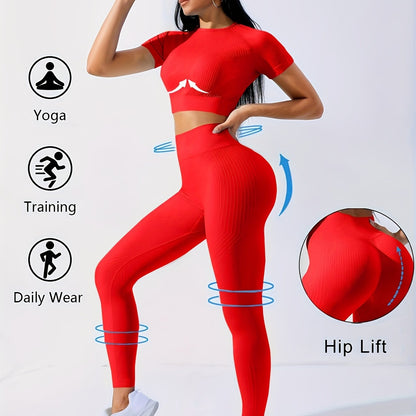 Miscozy 2pcs Yoga Set - Crop Top & High Waist Leggings