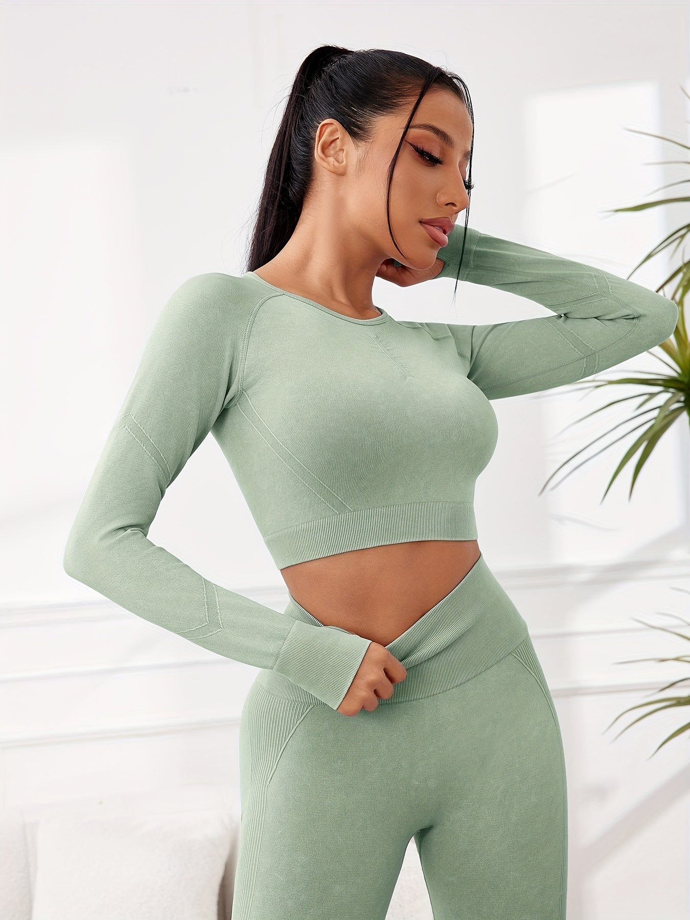 Miscozy's 2-Piece High-Waisted Leggings & Cropped Top Set