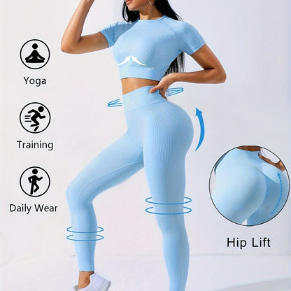 Miscozy 2pcs Yoga Set - Crop Top & High Waist Leggings