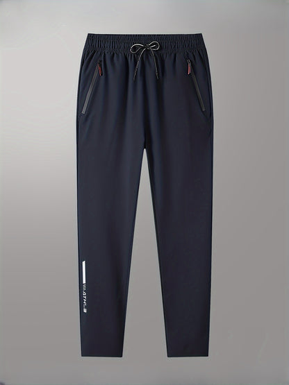 Men's Solid Track Pants With Zipper Pockets - MISCOZY