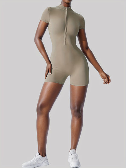 Miscozy's Solid Color Zipper Unitard