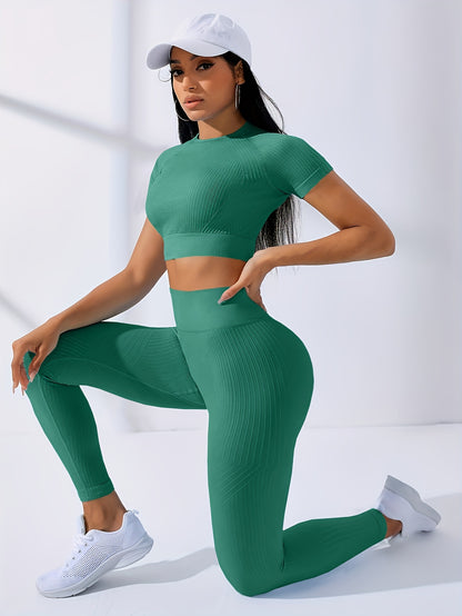 Miscozy 2pcs Yoga Set - Crop Top & High Waist Leggings