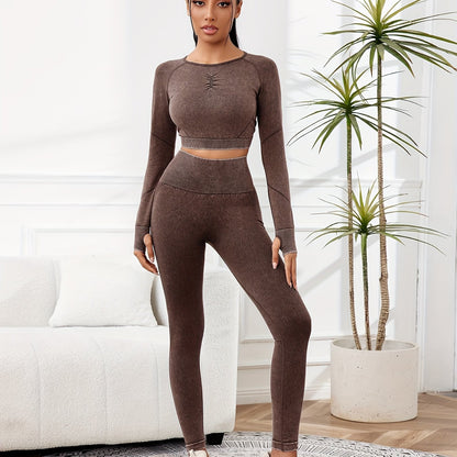 Miscozy's 2-Piece High-Waisted Leggings & Cropped Top Set