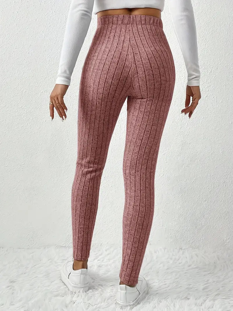 Miscozy's High-Waist Ribbed Skinny Pants for Women