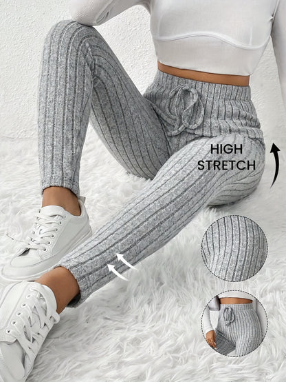 Miscozy's High-Waist Ribbed Skinny Pants for Women