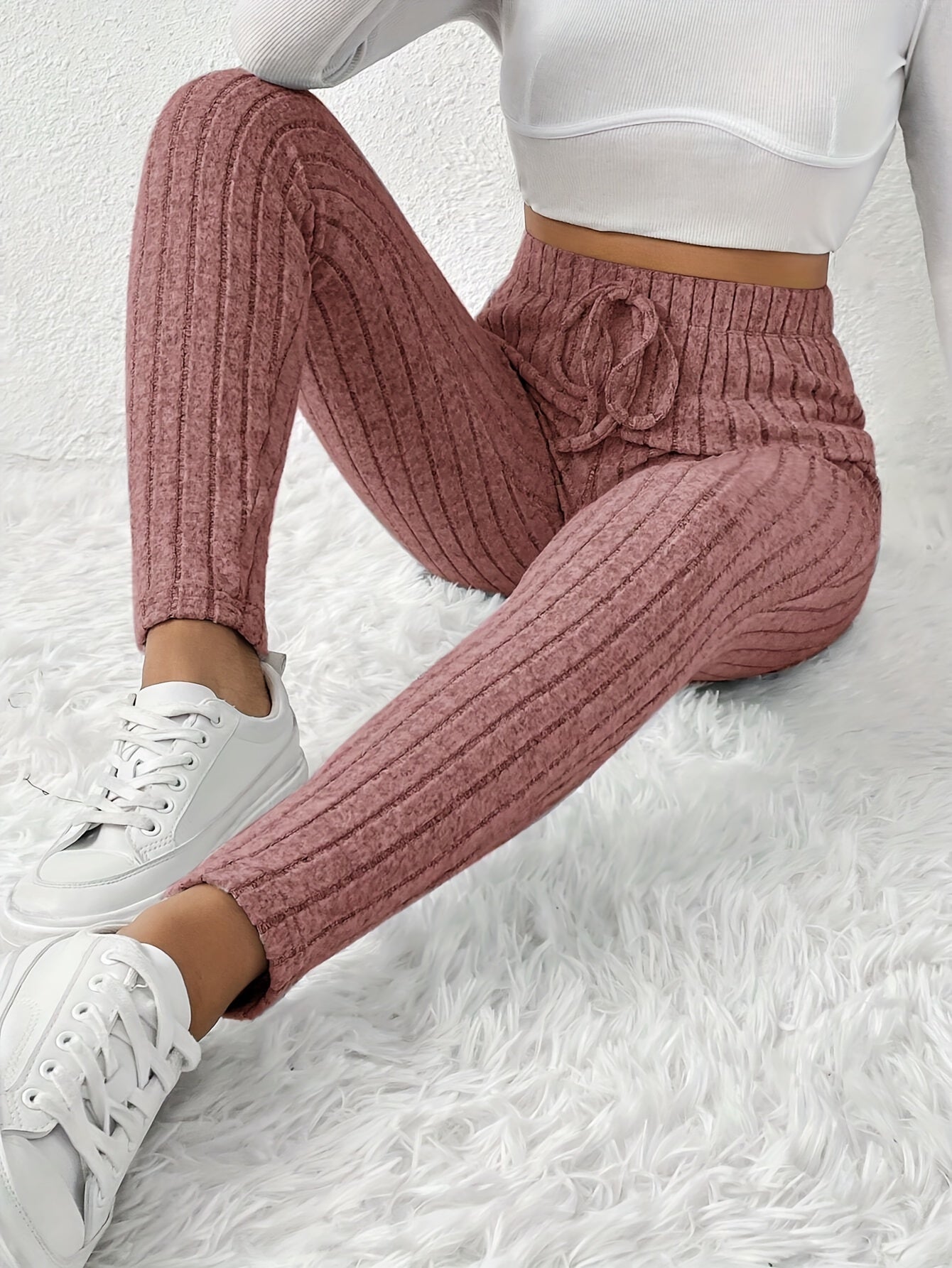 Miscozy's High-Waist Ribbed Skinny Pants for Women