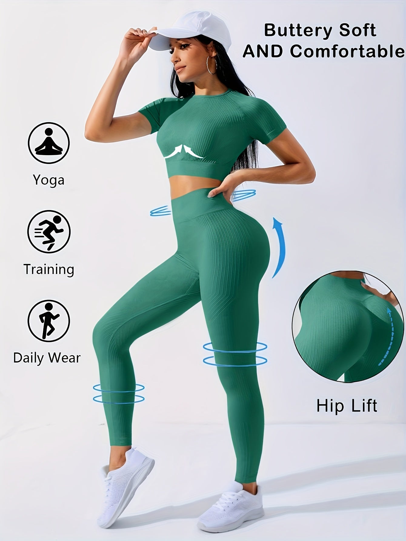 Miscozy 2pcs Yoga Set - Crop Top & High Waist Leggings