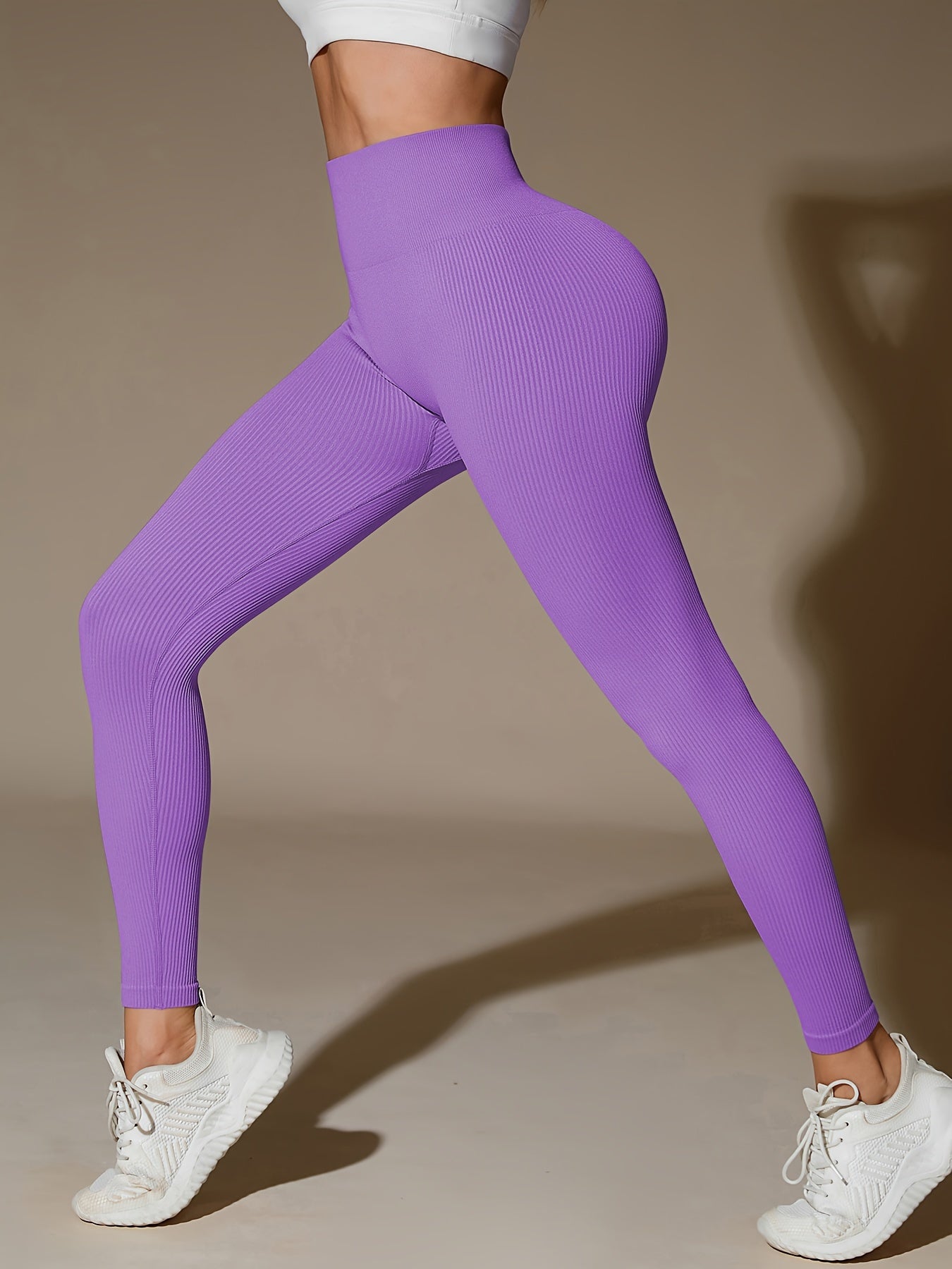 High-Waisted Ribbed Yoga Leggings - MISCOZY