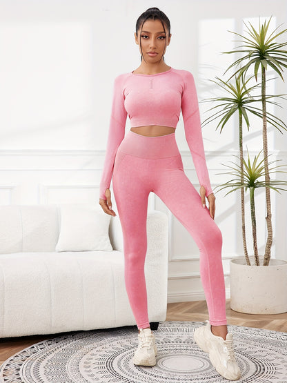 Miscozy's 2-Piece High-Waisted Leggings & Cropped Top Set