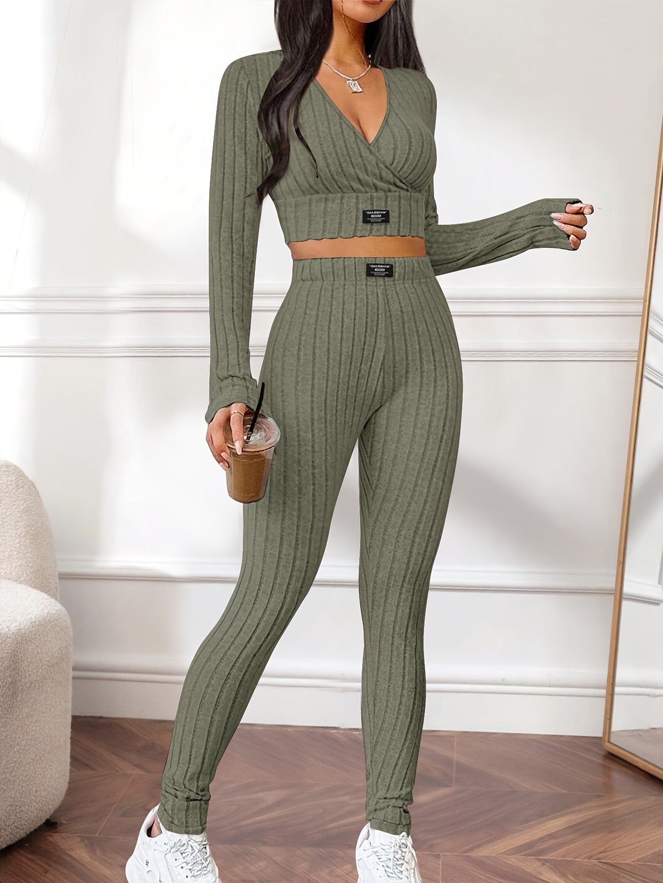 Miscozy's Ribbed Two-Piece Set / Top & Pants Outfits