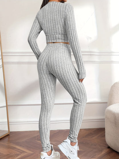 Miscozy's Ribbed Two-Piece Set / Top & Pants Outfits