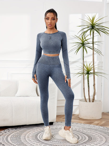 Miscozy's 2-Piece High-Waisted Leggings & Cropped Top Set