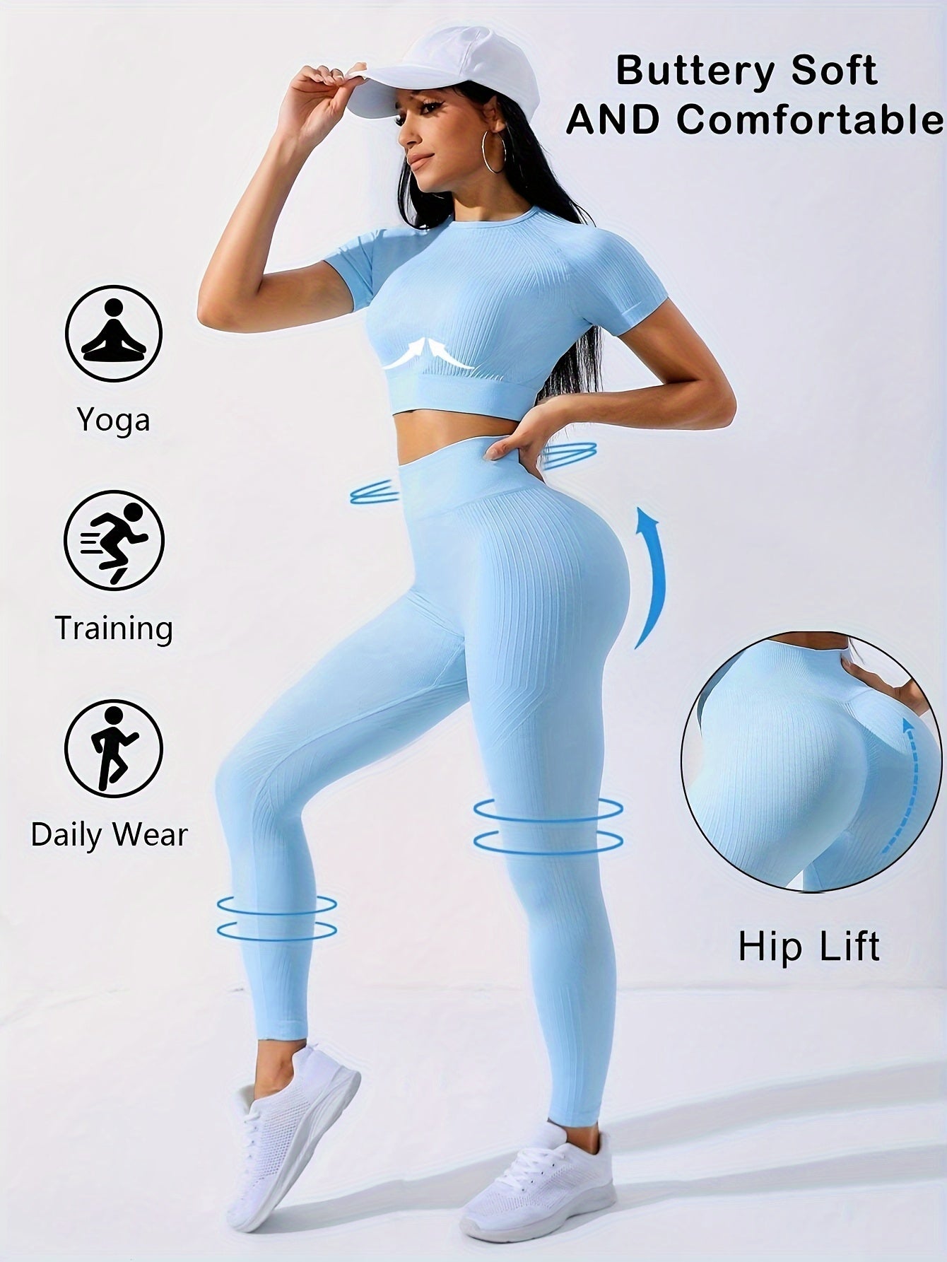 Miscozy 2pcs Yoga Set - Crop Top & High Waist Leggings