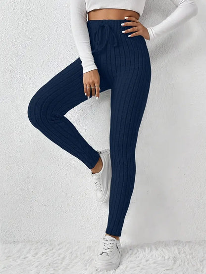 Miscozy's High-Waist Ribbed Skinny Pants for Women