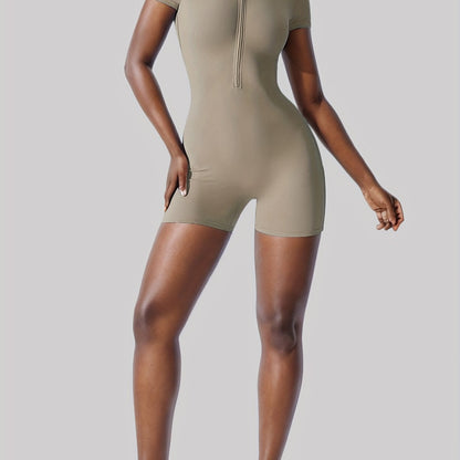 Miscozy's Solid Color Zipper Unitard