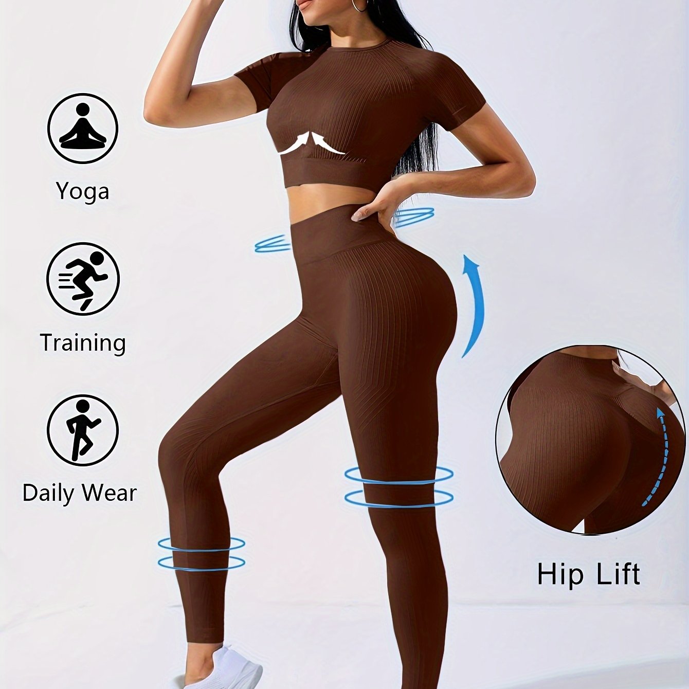 Miscozy 2pcs Yoga Set - Crop Top & High Waist Leggings