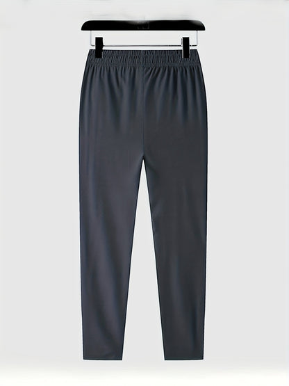 Men's Solid Track Pants With Zipper Pockets - MISCOZY