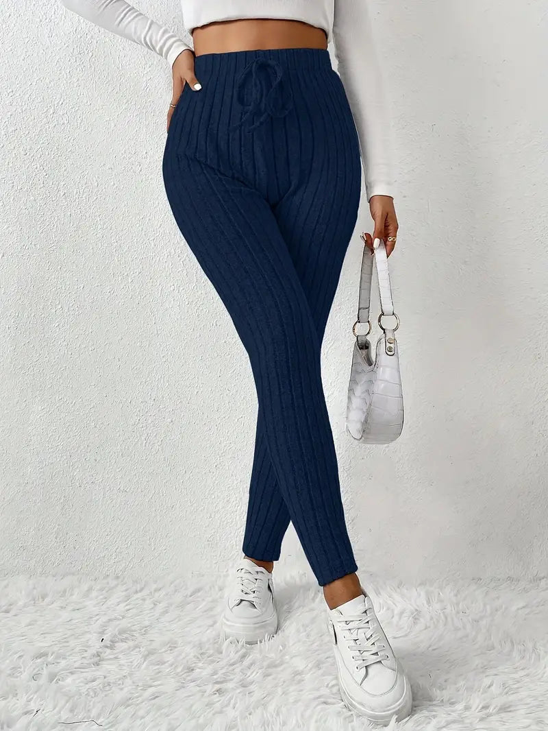 Miscozy's High-Waist Ribbed Skinny Pants for Women