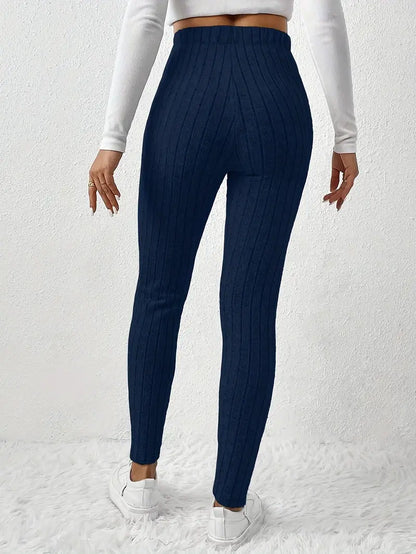 Miscozy's High-Waist Ribbed Skinny Pants for Women