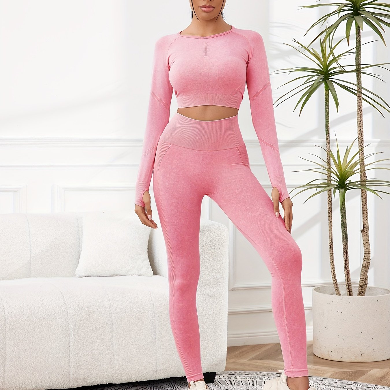 Miscozy's 2-Piece High-Waisted Leggings & Cropped Top Set