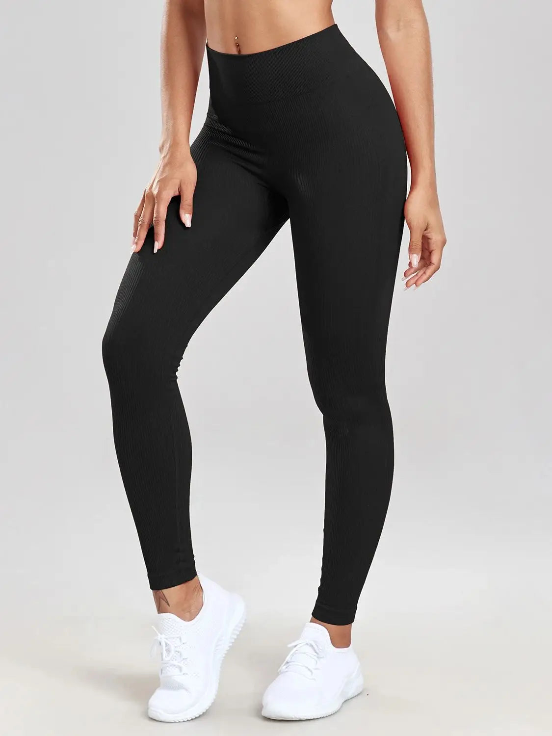 Seamless Ribbed High-Waisted Women's Leggings - MISCOZY