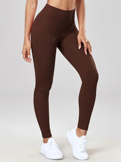 Seamless Ribbed High-Waisted Women's Leggings - MISCOZY