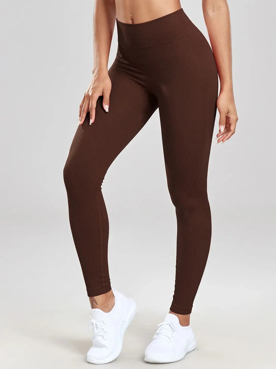 Seamless Ribbed High-Waisted Women's Leggings - MISCOZY