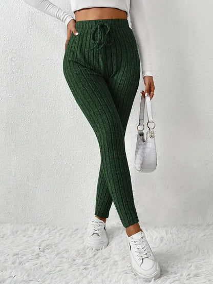 Miscozy's High-Waist Ribbed Skinny Pants for Women