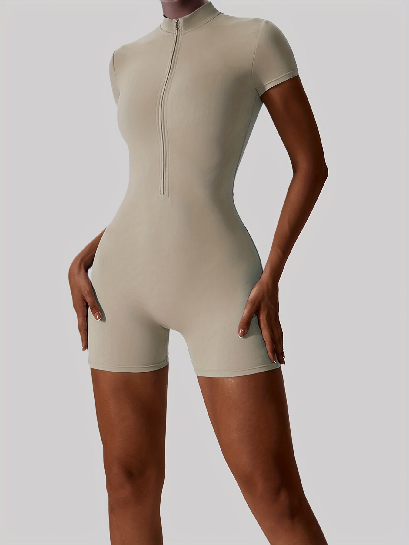 Miscozy's Solid Color Zipper Unitard