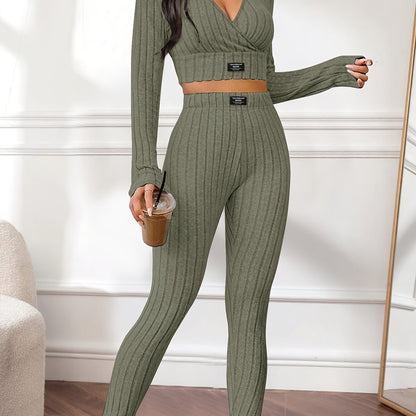 Miscozy's Ribbed Two-Piece Set / Top & Pants Outfits