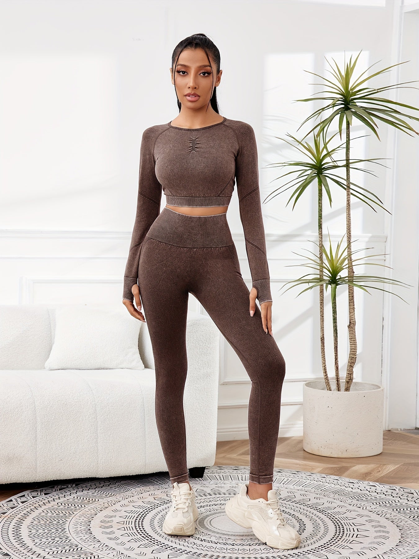 Miscozy's 2-Piece High-Waisted Leggings & Cropped Top Set