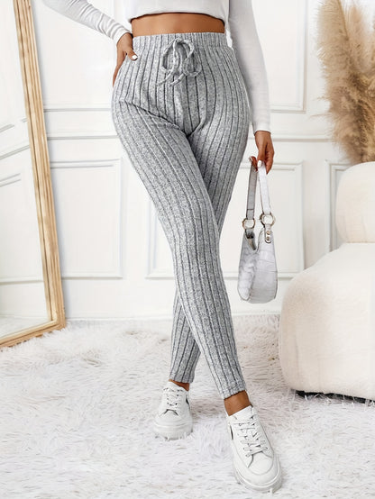 Miscozy's High-Waist Ribbed Skinny Pants for Women