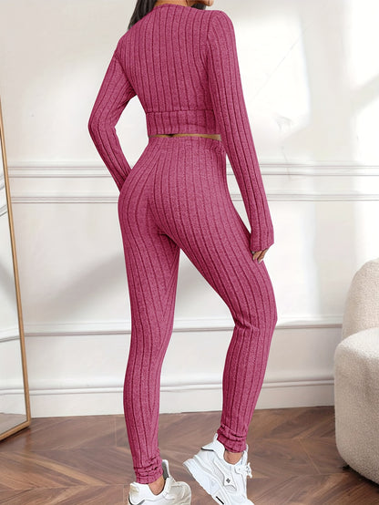 Miscozy's Ribbed Two-Piece Set / Top & Pants Outfits