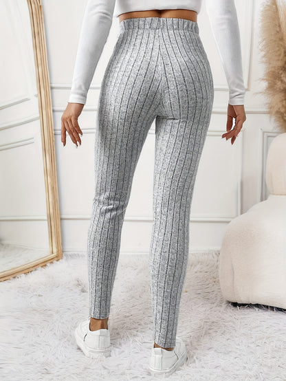 Miscozy's High-Waist Ribbed Skinny Pants for Women