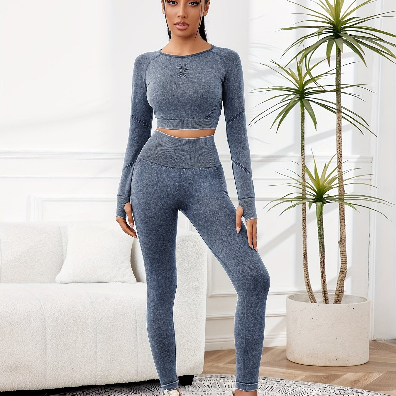 Miscozy's 2-Piece High-Waisted Leggings & Cropped Top Set