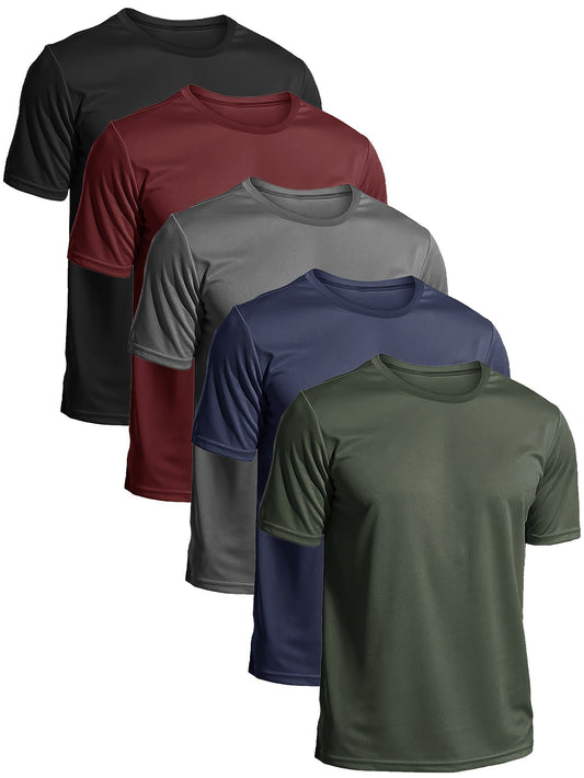 5-Pack Sports Crew Neck T-Shirts for Men - MISCOZY