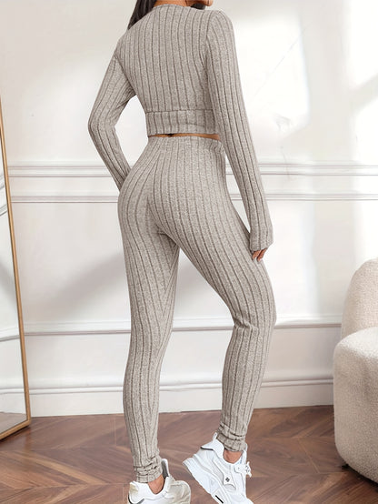 Miscozy's Ribbed Two-Piece Set / Top & Pants Outfits