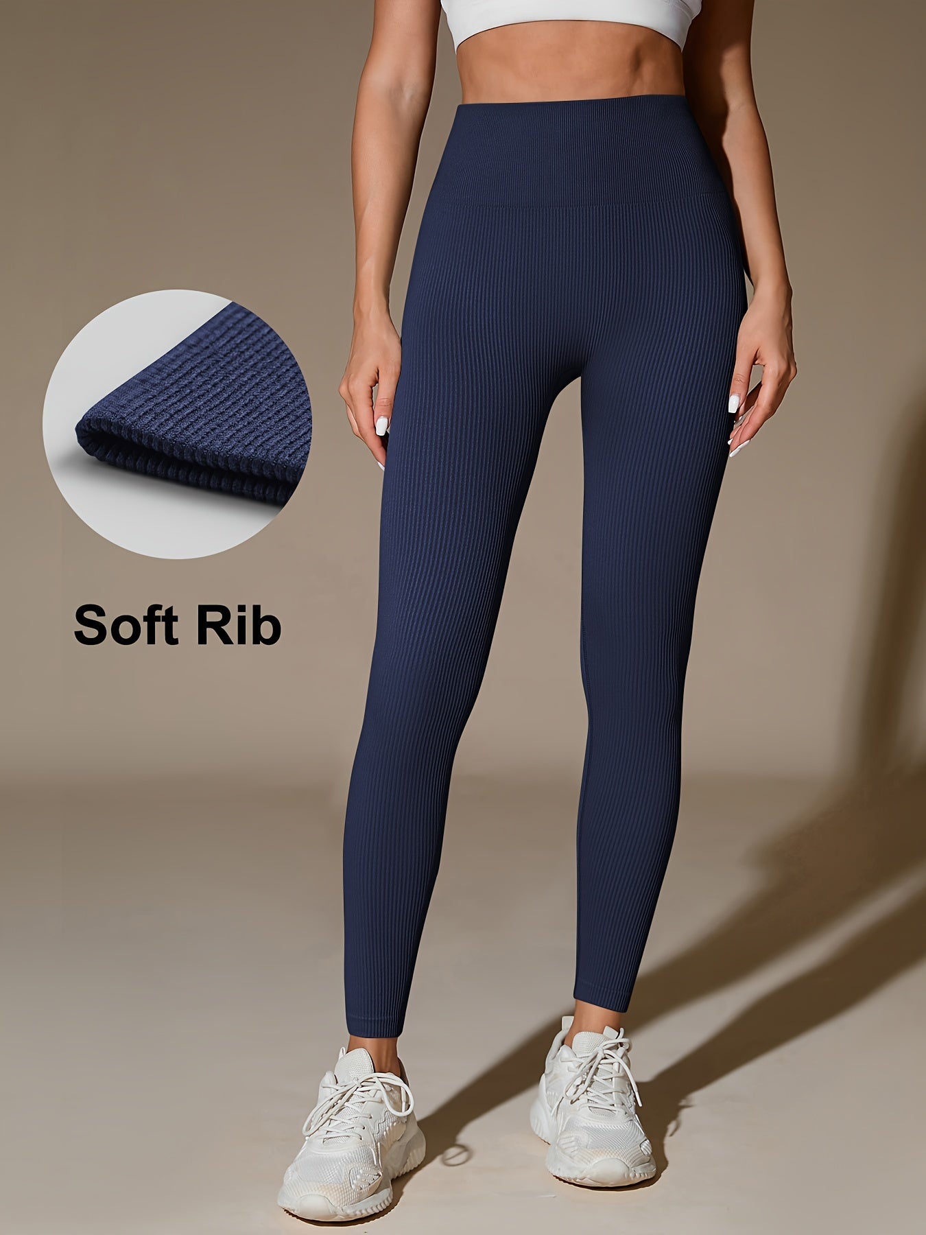 High-Waisted Ribbed Yoga Leggings - MISCOZY