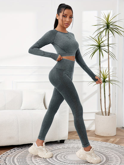 Miscozy's 2-Piece High-Waisted Leggings & Cropped Top Set