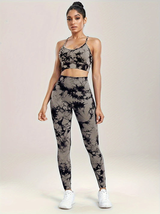 Miscozy 2-Piece Tie-Dye Sports Bra & Leggings Set