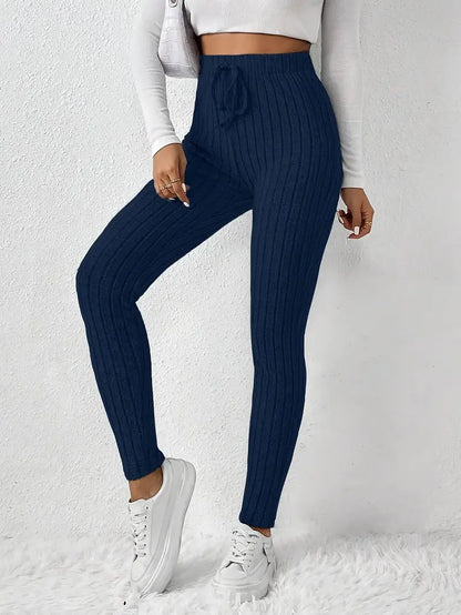 Miscozy's High-Waist Ribbed Skinny Pants for Women