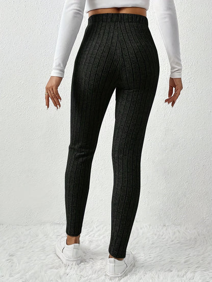 Miscozy's High-Waist Ribbed Skinny Pants for Women