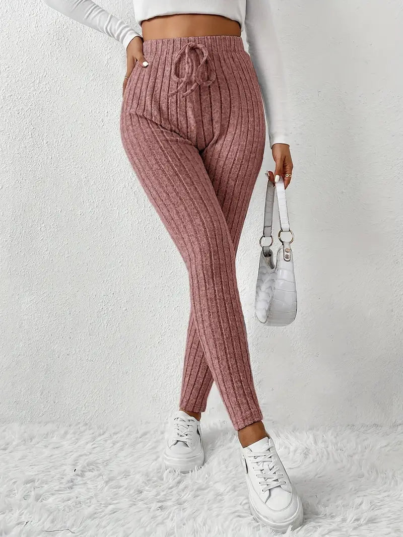 Miscozy's High-Waist Ribbed Skinny Pants for Women